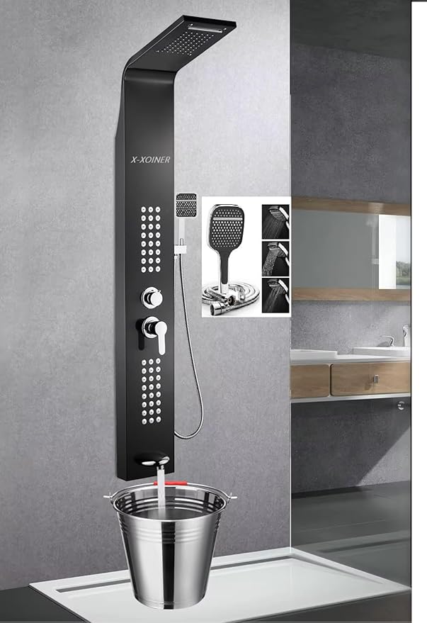 X-XONIER Stainless Steel 304 Grade Shower Panel 5In1 X-XONIER Stainless Steel 304 Grade Shower Panel 5In1+3 way handheld shower set
