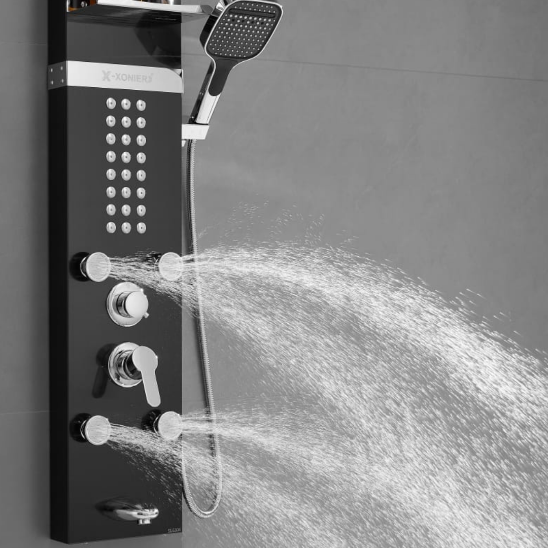 X-Xonier 304 Grade Stainless Steel Shower Panel with 6 modes | Hot & Cold Mixer (9001)