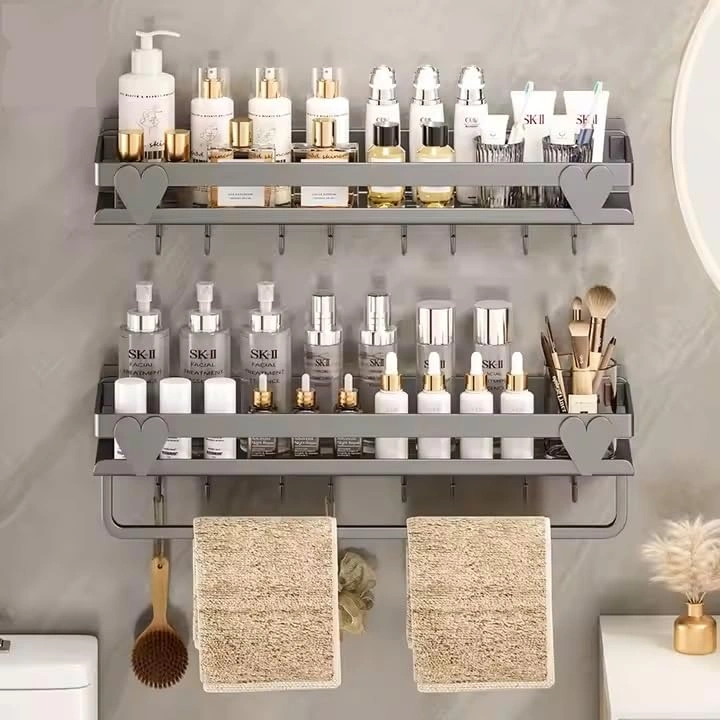 X-XONIER 304 SS Kitchen Bathroom Wall Mount Spice Rack Organizer 60cm Space-Saving Shelf, Set of 2 - Image 2