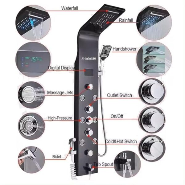 X-XONIER® Stainless Steel 304 Grade Thermostatic Shower Panel