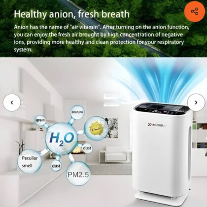 X-XONIER Air Purifier, HEPA 13, Activated Carbon, 5-Stage Filtration, Covers 800 sq ft, White