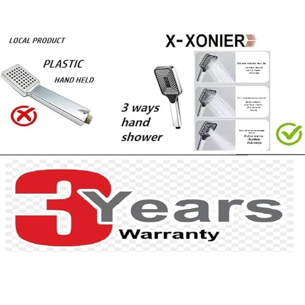 X-XONIER Stainless Steel 304 Grade Shower Panel 5In1+3 way handheld shower set, Tower System, Rainfall Shower, Body Massage Spray, storage