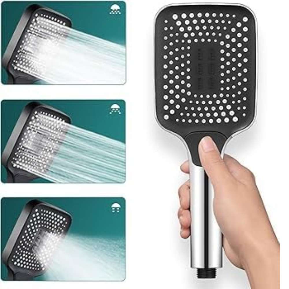 X-XONIER Stainless Steel 304 Grade Shower Panel 5In1+3 way handheld shower set, Tower System, Rainfall Shower, Body Massage Spray, storage shelf Wall Mount Easy Connect Shower Panel Silver - Image 5