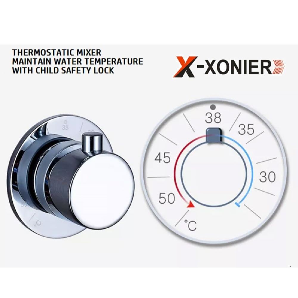 X-XONIER Stainless Steel 6 in 1 Shower Panel Thermostate Tower System