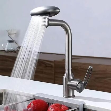 X-XONIER 5-in-1 Faucet, 360° Rotating Single Handle Hot & Cold Mixer, Long Neck for Sink Black