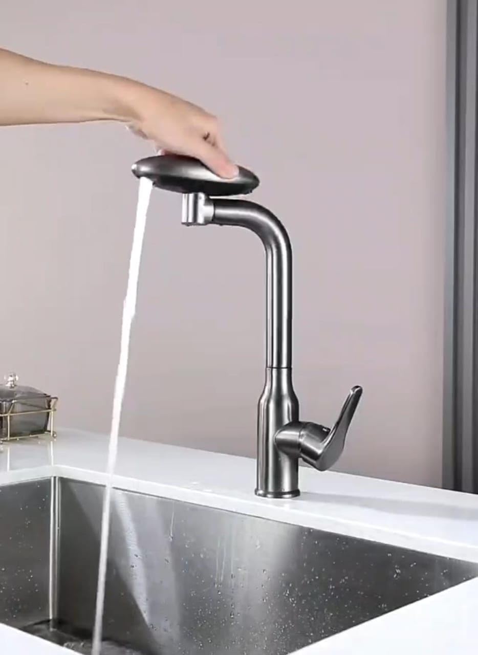 X-XONIER 5-in-1 Faucet, 360° Rotating Single Handle Hot & Cold Mixer, Long Neck for Sink Black