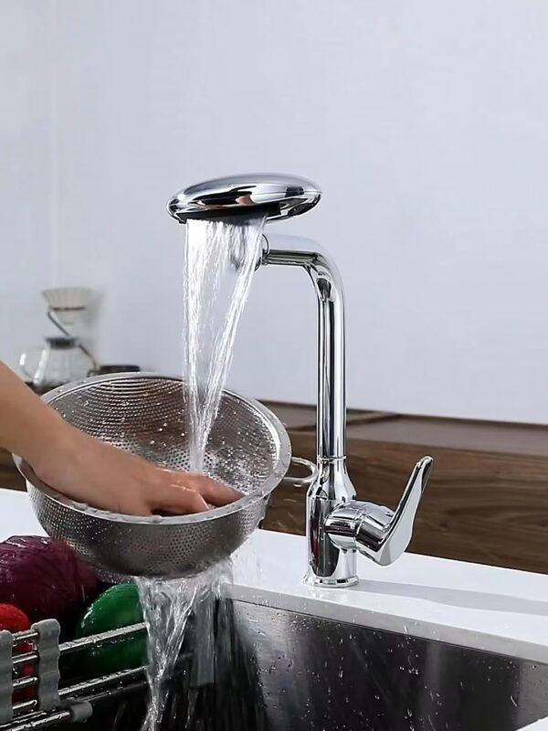 X-XONIER 5-in-1 Faucet, 360° Rotating Single Handle Hot & Cold Mixer, Long Neck for Sink Black