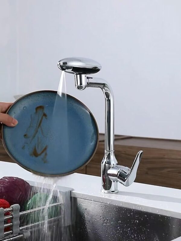 X-XONIER 5-in-1 Faucet, 360° Rotating Single Handle Hot & Cold Mixer, Long Neck for Sink Black