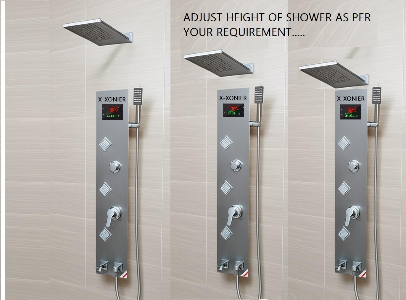 X-XONIER 304 SS Shower Panel 6-in-1 Tower