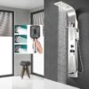 X-XONIER Stainless Steel 304 Grade Shower Panel 5In1+3 way handheld shower set, Tower System, Rainfall Shower, Body Massage Spray, storage shelf Wall Mount Easy Connect Shower Panel Silver
