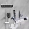 X-XONIER® Brass Wall Mount Thermostatic Shower Set digital display 4 function shower set Shower Mixer Hot & Cold Hand shower overhead Shower Jet Spray Showers For Bathroom