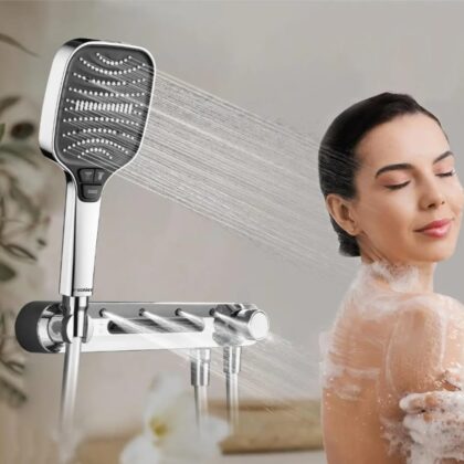 X-XONIER® Luxury Shower System with 3-Way Handheld Head, Powerfull Front Mist and Waterfall Functions, Chrome