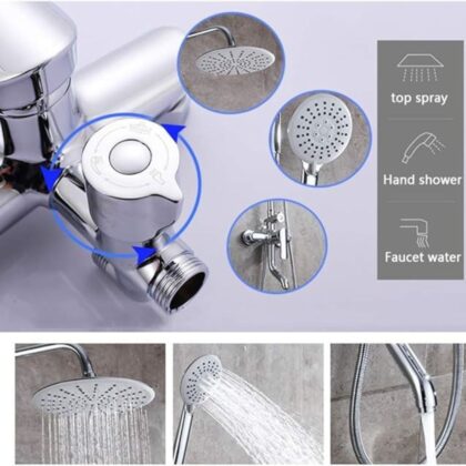 X-XONIER SS Shower Set 3 in 1 Nobe Shower Panel with Head Shower & 3 Ways Hand Shower and Tub Spout Silver Pack of 1