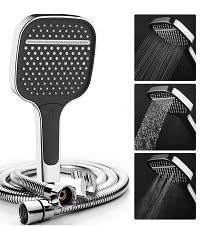 X-XONIER Multifunction ABS, Extra large HAND Shower 13 * 13 with 3 Way Function,150 CM Hose Pipe and Holding stand (chrome)
