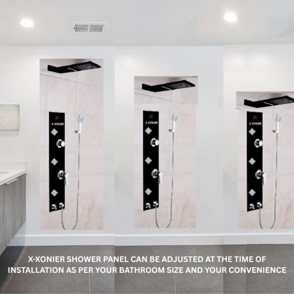 X-XONIER® Stainless Steel 304 Grade shower Panel 6 in 1 Tower System With Led Rainfall Shower Body Massage Spray SSHandheld shower Temperature Display.(Rose Gold)