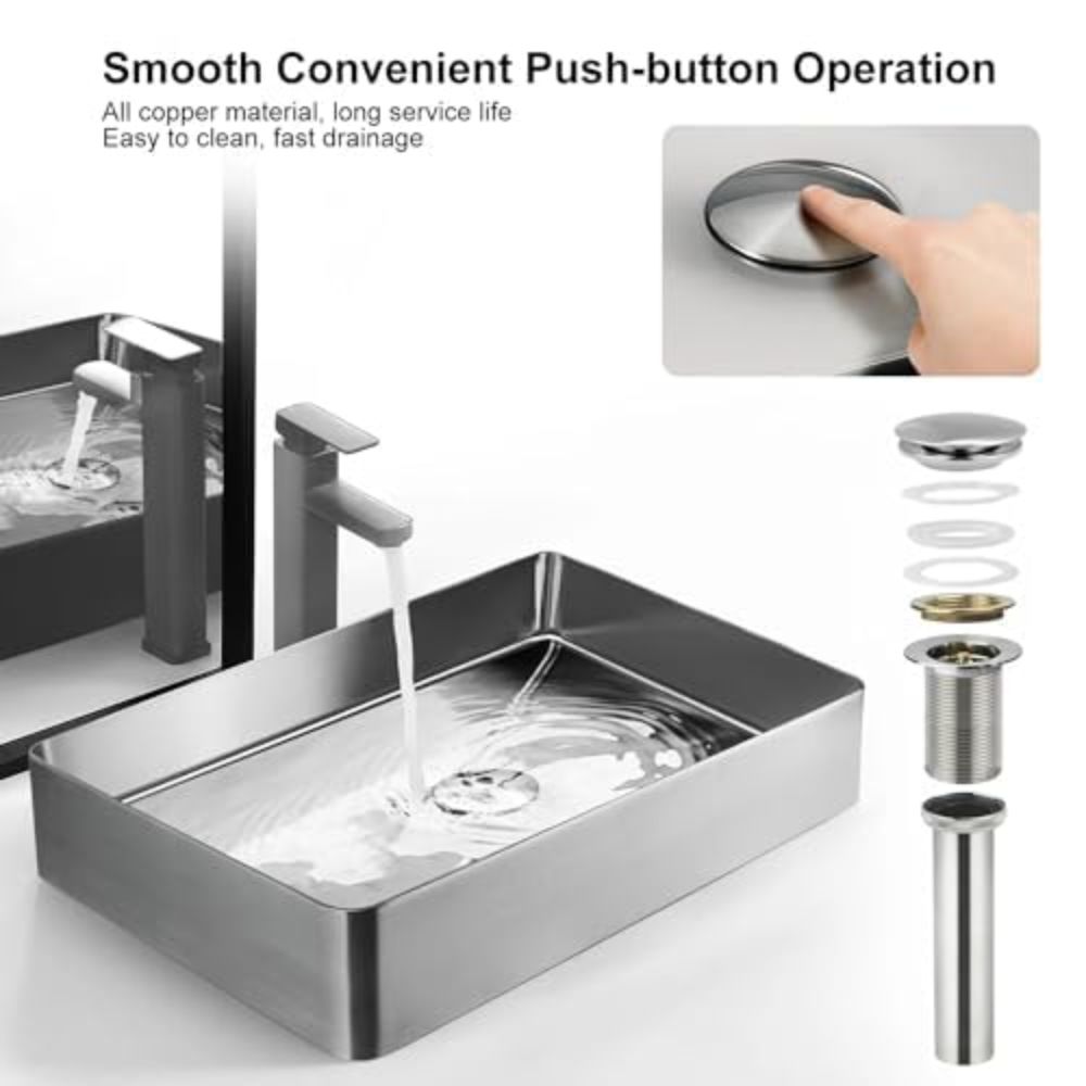 X-XONIER Stainless Steel Wash Basin Countertop Table top Bathroom Sink Washbasin Over Counter for Bathroom Resturent Living room Luxury Matt Silver