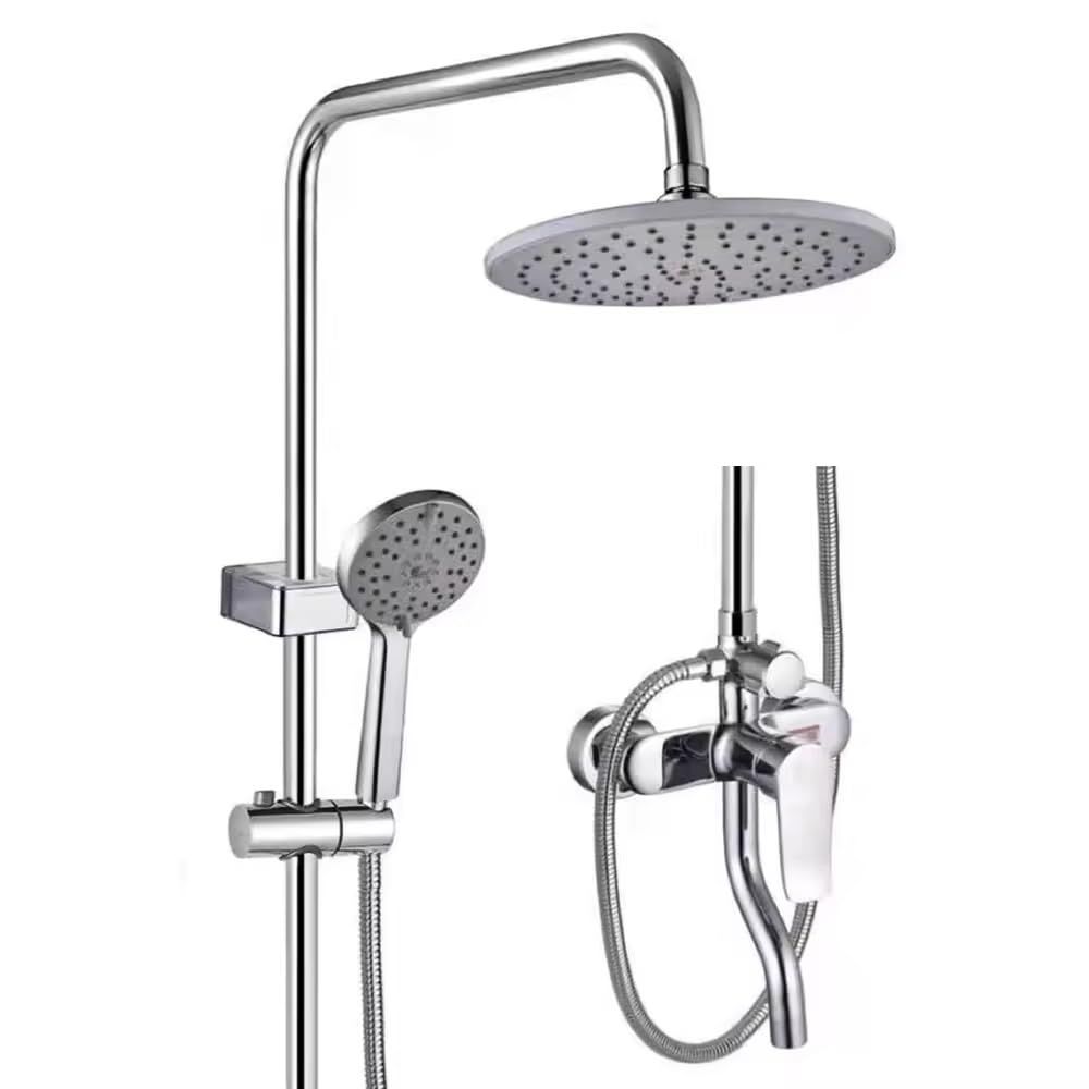 X-XONIER SS Shower Set 3 in 1 Nobe Shower Panel with Head Shower & 3 Ways Hand Shower and Tub Spout Silver Pack of 1