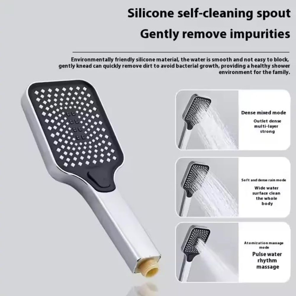 X-XONIER® Luxury Shower System, 3-in-1, Dazzling Large Overhead Shower and 3 Way Multifunction Hand Shower, Hot and Cold Shower set, Mixer Hidden Tub Spout, Panel Gray