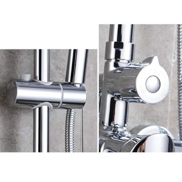 X-XONIER SS Shower Set 3 in 1 Nobe Shower Panel with Head Shower & 3 Ways Hand Shower and Tub Spout Silver Pack of 1