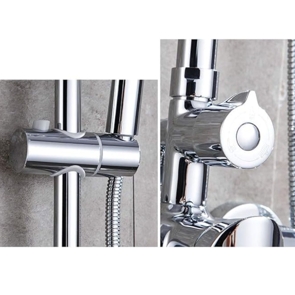 X-XONIER SS Shower Set 3 in 1 Nobe Shower Panel with Head Shower & 3 Ways Hand Shower and Tub Spout Silver Pack of 1
