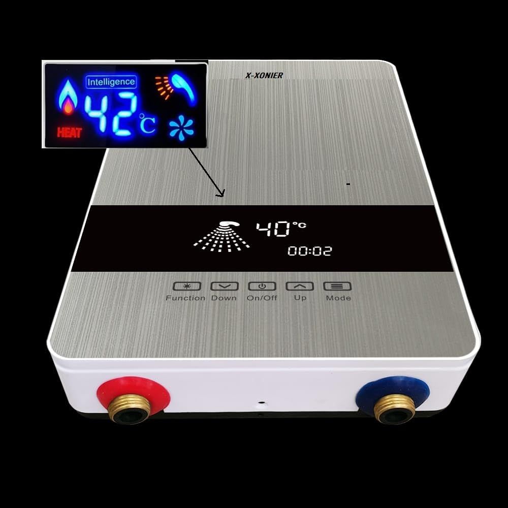 X-Xonier INSTANT WATER HEATER (GEYSER) INDIA'S First Endless HOT Water Supply no Storage Required Advance Saftey feature Touch Panel Digital Temperature Display Fast Heating (WHITE)