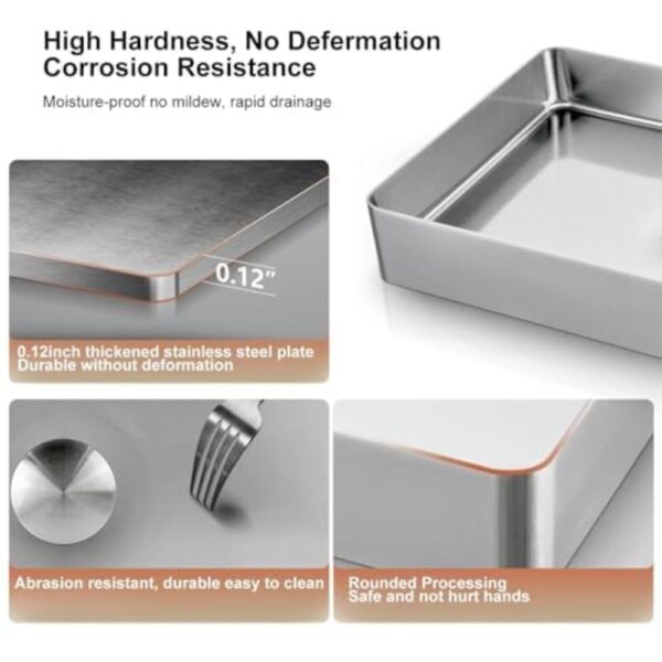X-XONIER Stainless Steel Wash Basin Countertop Table top Bathroom Sink Washbasin Over Counter for Bathroom Resturent Living room Luxury Matt Silver