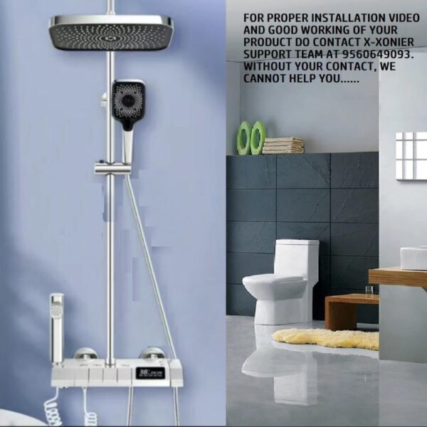 X-XONIER® Brass Wall Mount Thermostatic Shower Set digital display 4 function shower set Shower Mixer Hot & Cold Hand shower overhead Shower Jet Spray Showers For Bathroom - Image 7