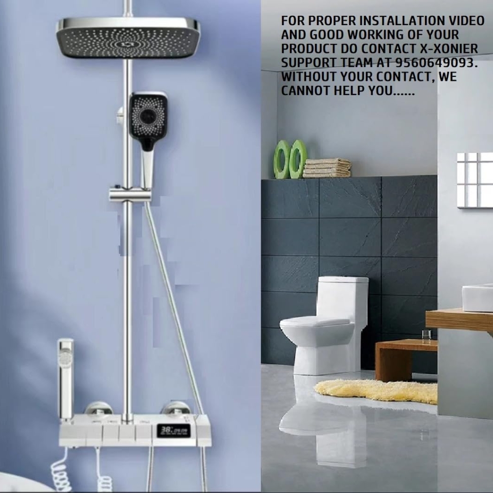 X-XONIER® Brass Wall Mount Thermostatic Shower Set digital display 4 function shower set Shower Mixer Hot & Cold Hand shower overhead Shower Jet Spray Showers For Bathroom - Image 7