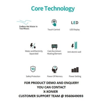 X-Xonier INSTANT WATER HEATER (GEYSER) INDIA'S First Endless HOT Water Supply no Storage Required Advance Saftey feature Touch Panel Digital Temperature Display Fast Heating (WHITE)