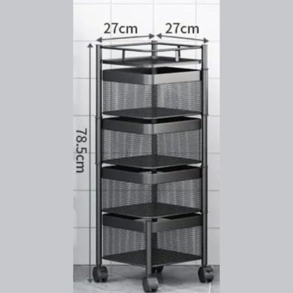 X-XONIER Rotating Kitchen Stand Trolley, Portable Storage Rack, Fruits and Vegetable Basket Organizer for Kitchen (Portable Storage Rack_4TRAY)