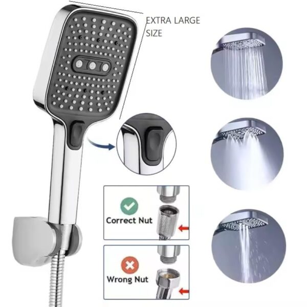 X-XONIER® Stainless Steel 304 Grade Shower Panel 6in1+ Extra Large 3Ways Hand Shower Tower System With LED Rainfall Waterfall Shower 2Body Massage 4Mist Spray Temperature Display Shower Panel.(Black) - Image 6