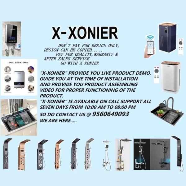 X-XONIER® Stainless Steel 304 Grade shower Panel 6 in 1 Tower System With Led Rainfall Shower Body Massage Spray SSHandheld shower Temperature Display.(Rose Gold)