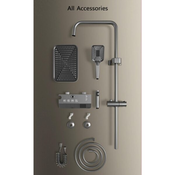 X-XONIER® Brass Wall Mount Thermostatic Shower Set digital display 4 function shower set Shower Mixer Hot & Cold Hand shower overhead Shower Jet Spray Showers For Bathroom - Image 3