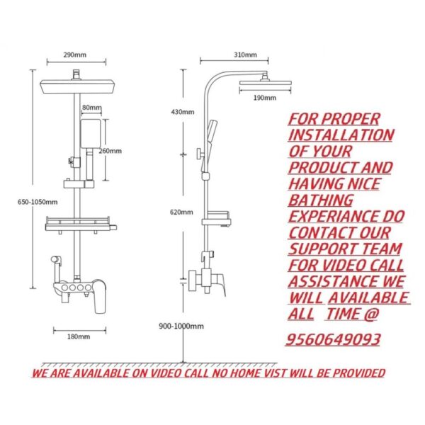 X-XONIER® Digital Thermostatic Brass Shower System, Wall Mount, 4-Function Digital Display with Overhead Rain Shower, 3 Ways Hand Shower, Body Jets, Hidden Tub Spout Hot & Cold Mixer, Grey
