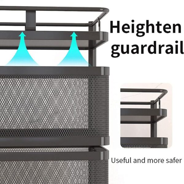 X-XONIER Rotating Kitchen Stand Trolley, Portable Storage Rack, Fruits and Vegetable Basket Organizer for Kitchen (Portable Storage Rack_4TRAY)
