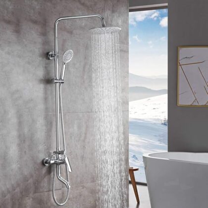 X-XONIER SS Shower Set 3 in 1 Nobe Shower Panel with Head Shower & 3 Ways Hand Shower and Tub Spout Silver Pack of 1