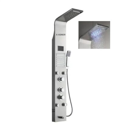 X-XONIER Stainless Steel 304 Grade 6 IN 1 Shower Panel Thermostatic with Child Safty