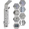 X-XONIER® Stainless Steel 304 Grade Thermostatic Shower Panel 7in1+3 Ways Extra Large HandShower set,Health Faucet With LED Rainfall, Waterfall, Body Massager, 6 Mist Spray Temp. Display (Silver)
