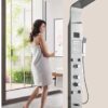 X-XONIER® Stainless Steel Shower 304 Grade Panel 6 in 1 Panel, Rainfall, Waterfall Shower, Body Massage Mist Spray, SS Handheld, Temperature Display, Hot & Cold Mixer (Silver)
