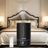 X-XONIER® Ultrasonic Cool Mist Humidifier, 7 Liters, Auto Sensor, Touch Panel Remote Control Mist 360°, Auto Shut Off & Start, Aroma Diffuser, Sleep Mode, Top Filling Elegand Black