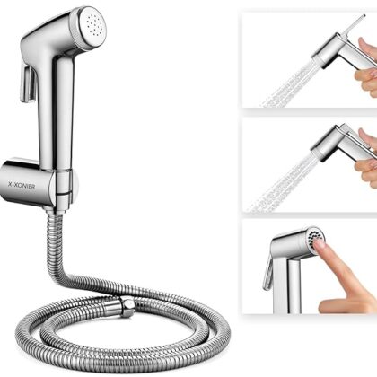 X-XONIER® Health Faucet Spray with 1.25 Metre Flexible Hose and Wall Hook, Chrome Finish