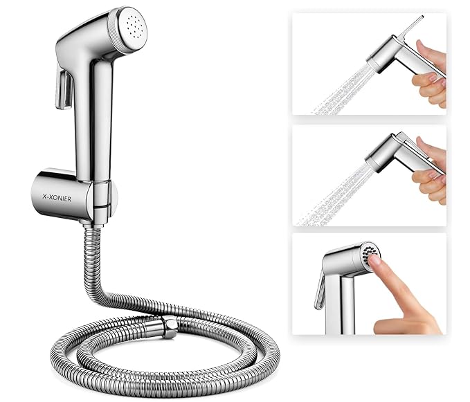 X-XONIER® Health Faucet Spray with 1.25 Metre Flexible Hose and Wall Hook, Chrome Finish