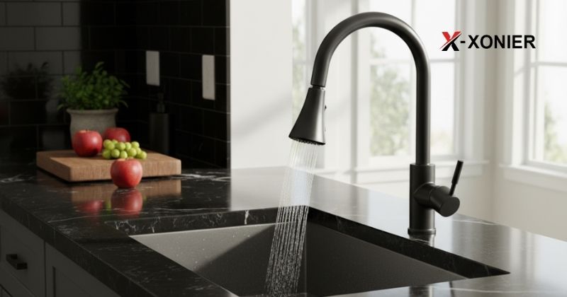 kitchen sink with pull out faucet combo
